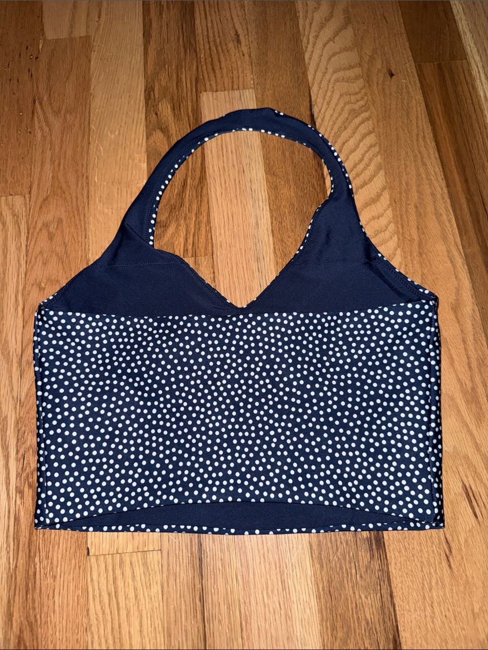 Abercrombie YPB Navy Polka Dot Halter Sports Bra - Picture 2 of 3